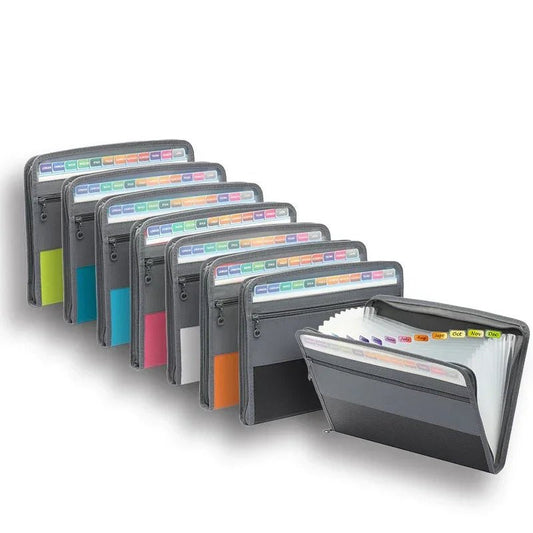 📁 Organiseur de Documents Accordéon avec Fermeture Éclair 🔒 – 13 Pochettes Extensibles + Trousse Frontale 🖊️ - Orgnestly