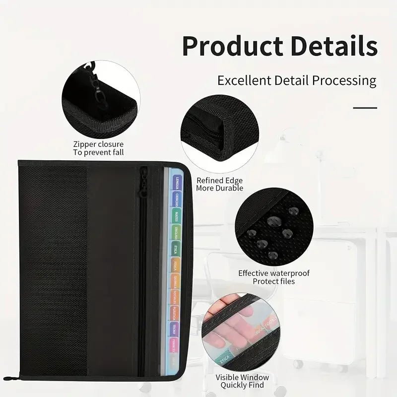 📁 Organiseur de Documents Accordéon avec Fermeture Éclair 🔒 – 13 Pochettes Extensibles + Trousse Frontale 🖊️ - Orgnestly