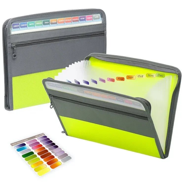 📁 Organiseur de Documents Accordéon avec Fermeture Éclair 🔒 – 13 Pochettes Extensibles + Trousse Frontale 🖊️ - Orgnestly