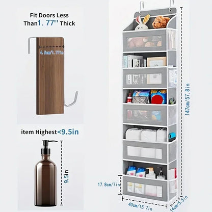 Organiseur Suspendu à 5 Compartiments – Rangement Derrière la Porte, Anti - Basculement, Grande Capacité, Idéal Chambre & Salle de Bain - Orgnestly