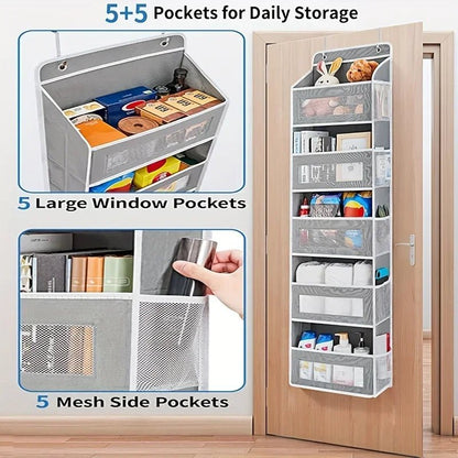 Organiseur Suspendu à 5 Compartiments – Rangement Derrière la Porte, Anti - Basculement, Grande Capacité, Idéal Chambre & Salle de Bain - Orgnestly
