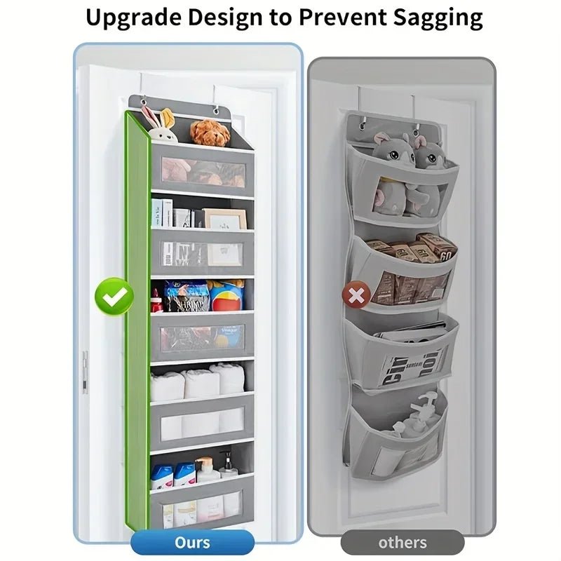 Organiseur Suspendu à 5 Compartiments – Rangement Derrière la Porte, Anti - Basculement, Grande Capacité, Idéal Chambre & Salle de Bain - Orgnestly
