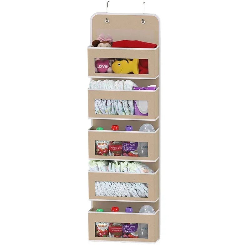 Organiseur Suspendu à 5 Compartiments – Rangement Derrière la Porte, Anti - Basculement, Grande Capacité, Idéal Chambre & Salle de Bain - Orgnestly