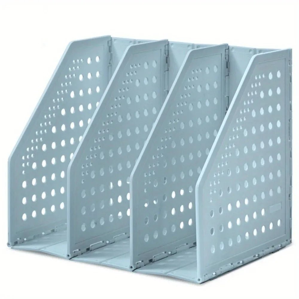 🗂️ Porte - Magazines Pliable – 3 Compartiments Verticaux pour Dossiers & Classeurs – Rangement Bureau Maison École - Orgnestly