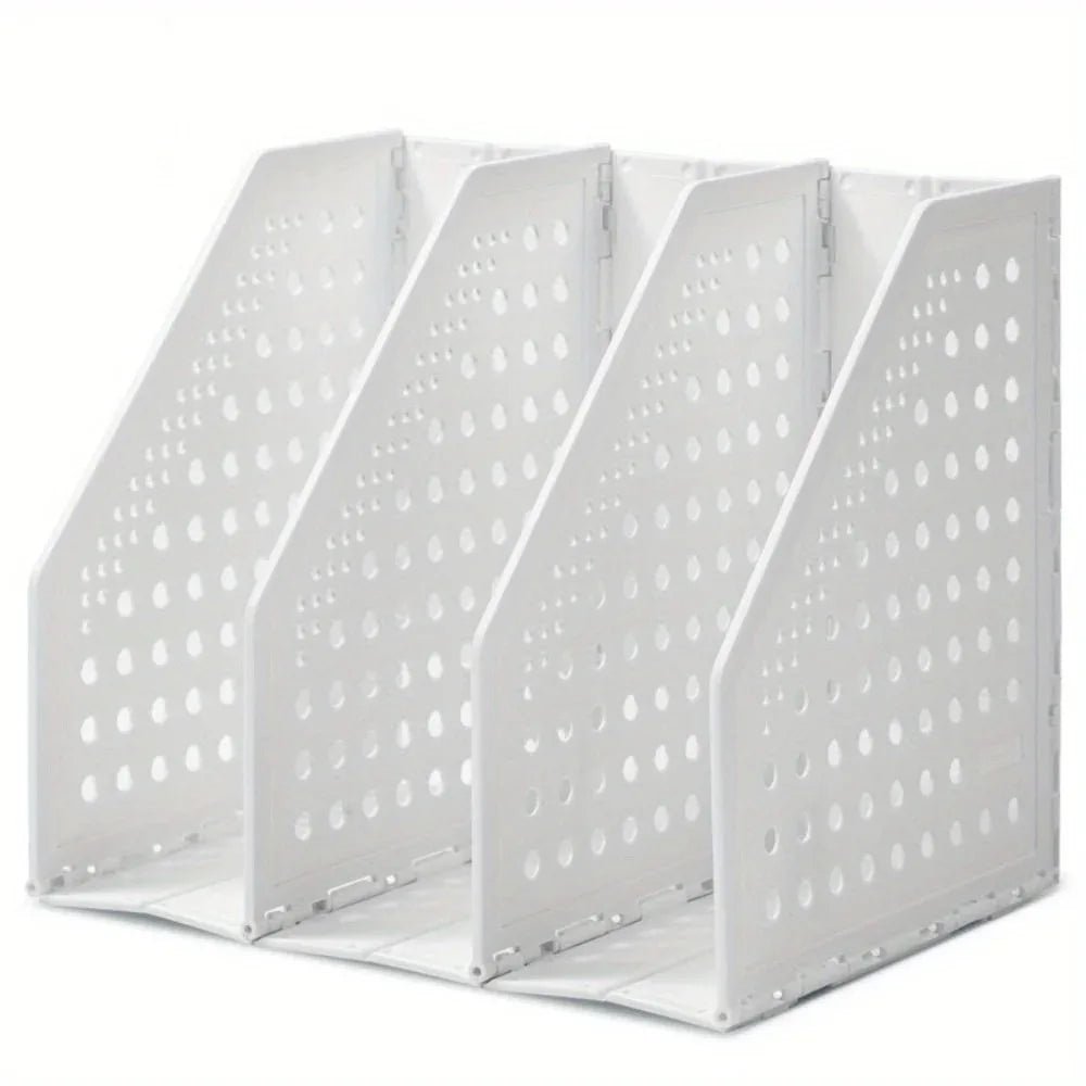🗂️ Porte - Magazines Pliable – 3 Compartiments Verticaux pour Dossiers & Classeurs – Rangement Bureau Maison École - Orgnestly