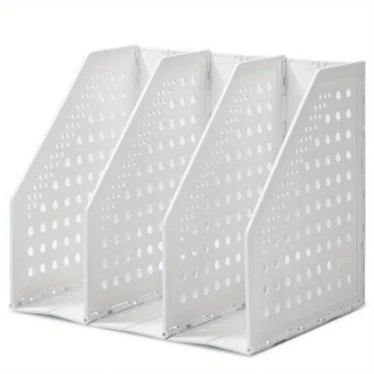 🗂️ Porte - Magazines Pliable – 3 Compartiments Verticaux pour Dossiers & Classeurs – Rangement Bureau Maison École - Orgnestly