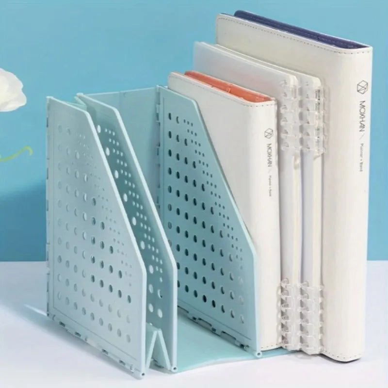 🗂️ Porte - Magazines Pliable – 3 Compartiments Verticaux pour Dossiers & Classeurs – Rangement Bureau Maison École - Orgnestly