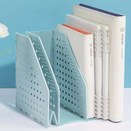 🗂️ Porte - Magazines Pliable – 3 Compartiments Verticaux pour Dossiers & Classeurs – Rangement Bureau Maison École - Orgnestly