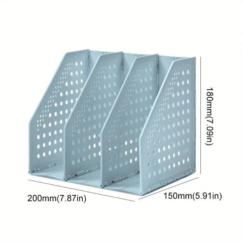 🗂️ Porte - Magazines Pliable – 3 Compartiments Verticaux pour Dossiers & Classeurs – Rangement Bureau Maison École - Orgnestly