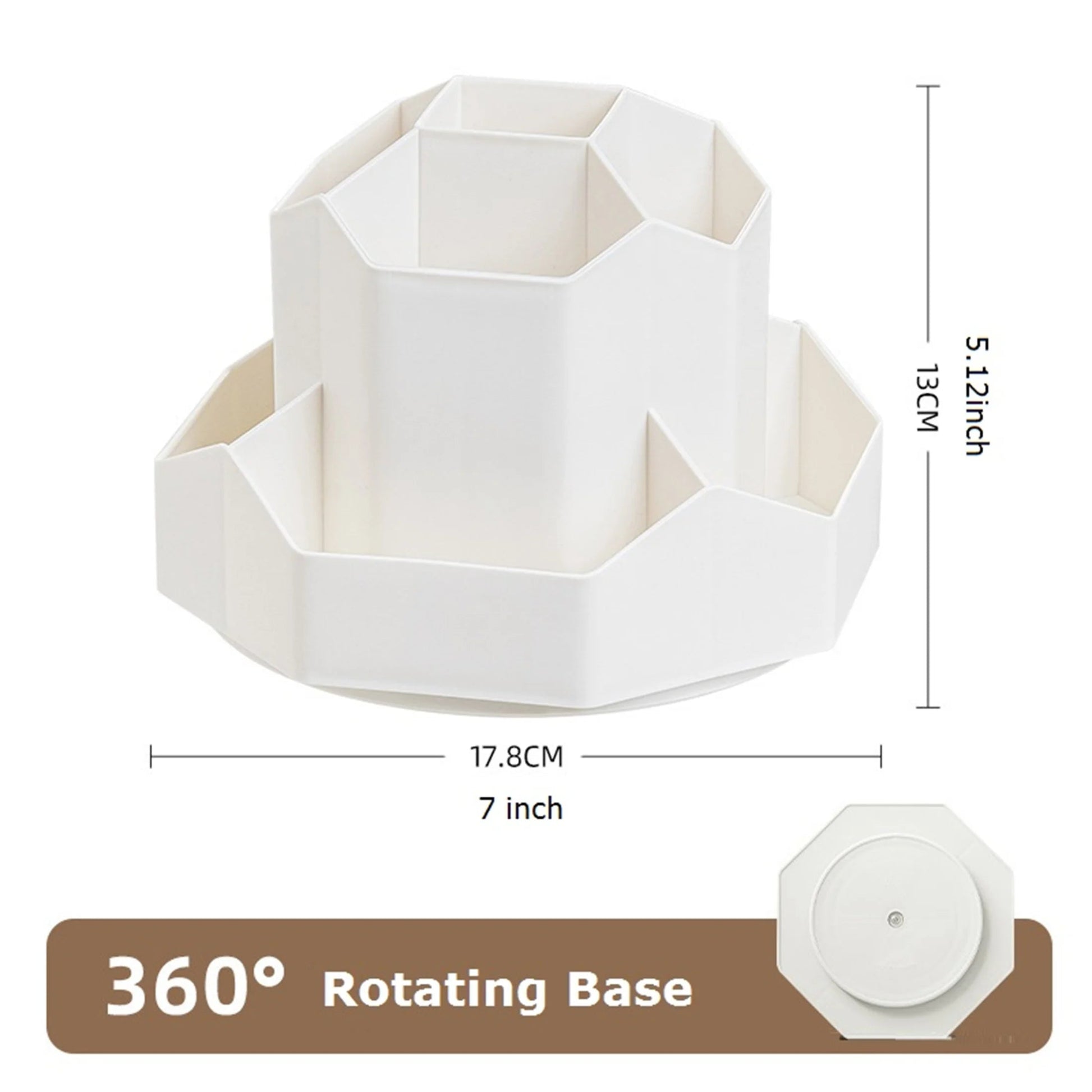 🖊️ Porte - Stylo Rotatif 360° Blanc/Rose – Organisateur de Bureau 9 Compartiments Grande Capacité - Orgnestly