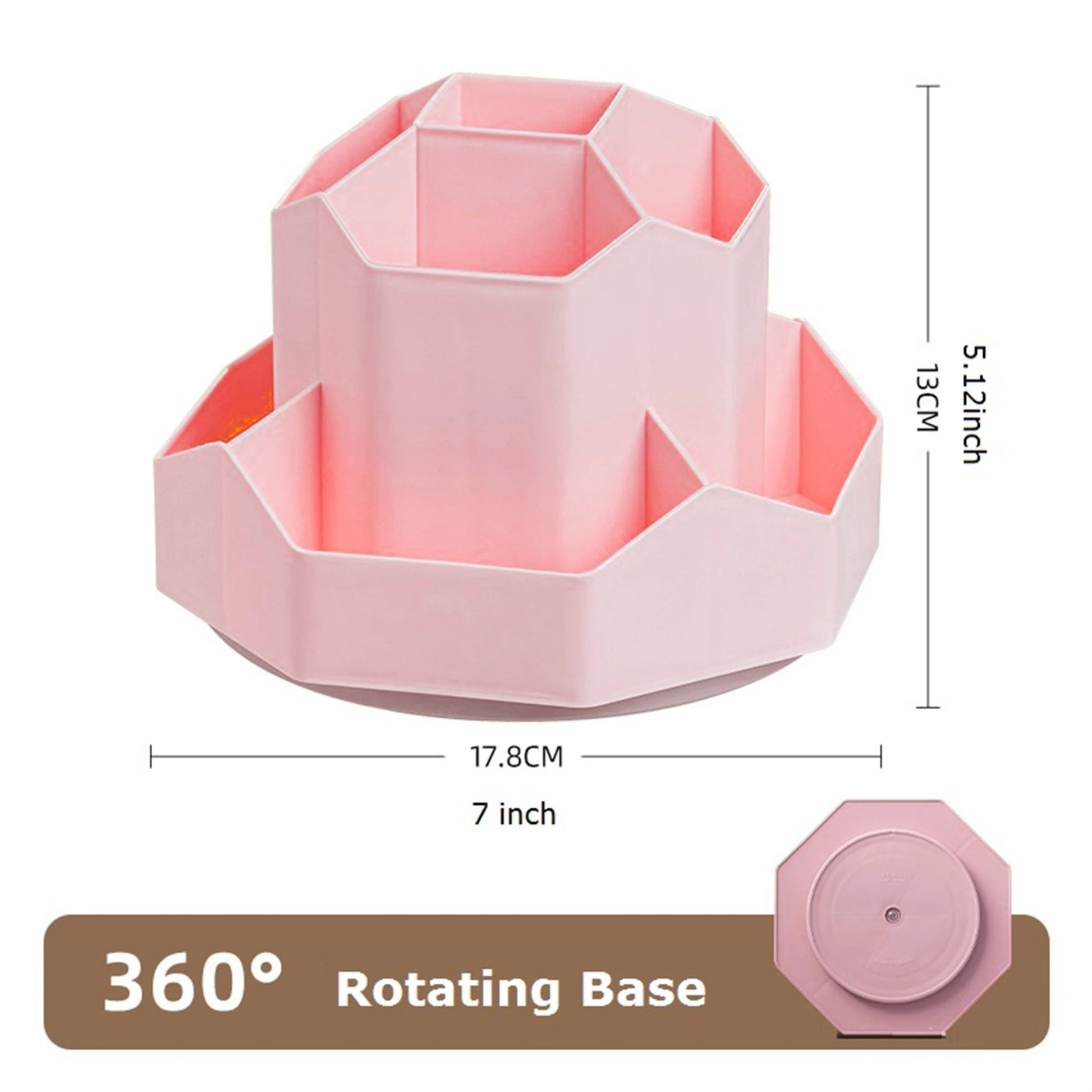 🖊️ Porte - Stylo Rotatif 360° Blanc/Rose – Organisateur de Bureau 9 Compartiments Grande Capacité - Orgnestly