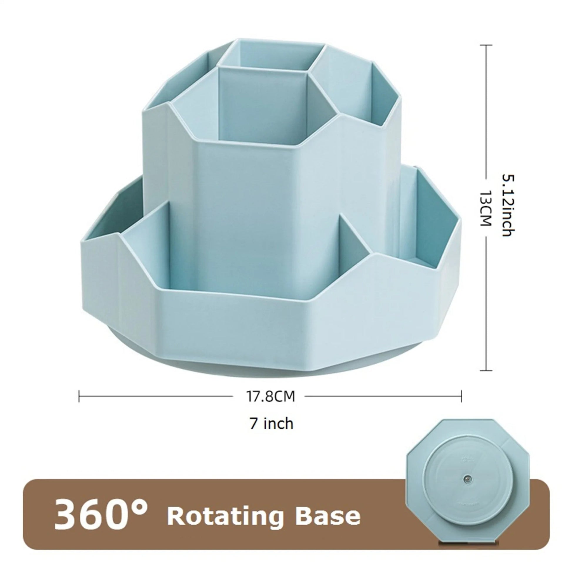 🖊️ Porte - Stylo Rotatif 360° Blanc/Rose – Organisateur de Bureau 9 Compartiments Grande Capacité - Orgnestly