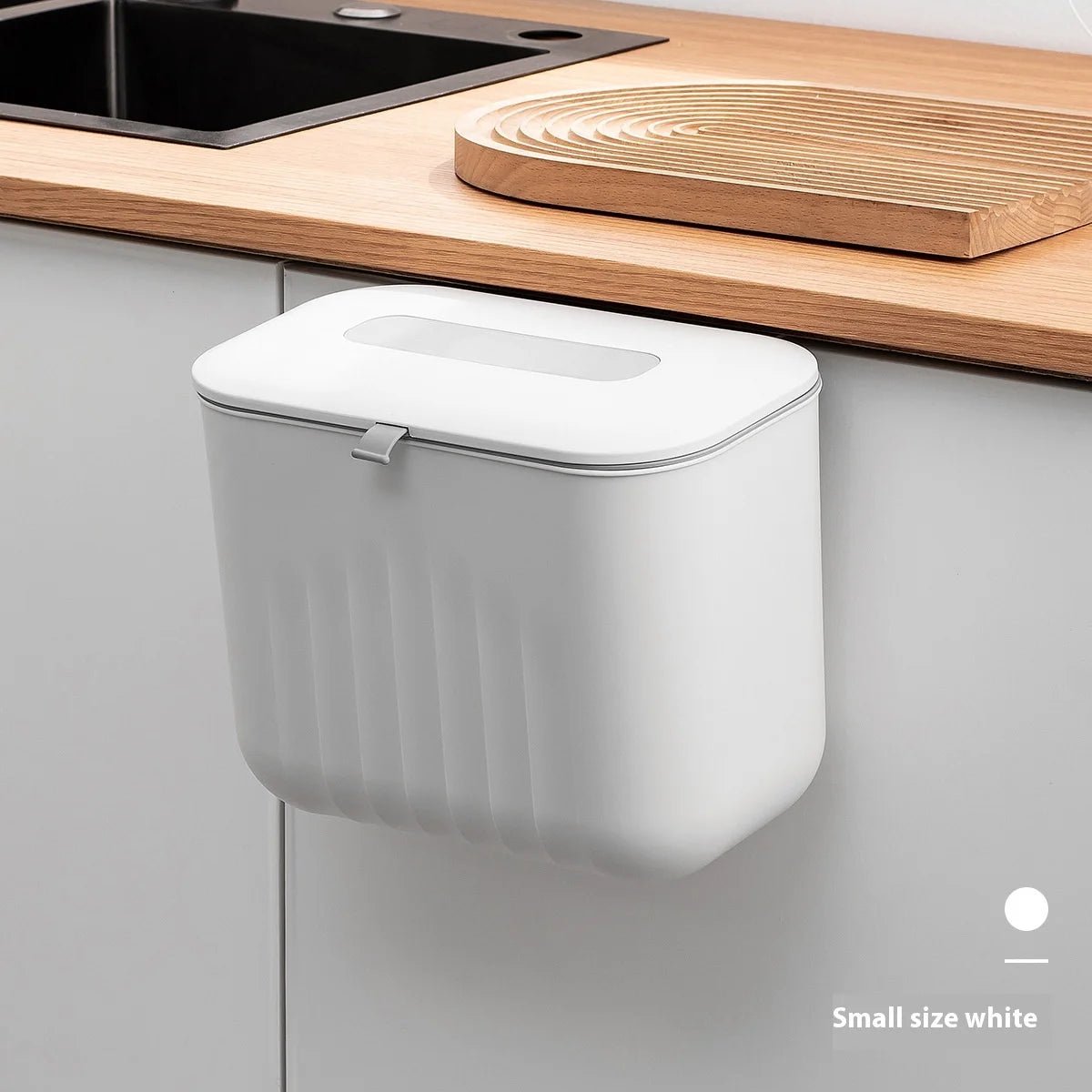 🗑️ Poubelle Murale Sans Perçage avec Couvercle – Poignée Silicone & Double Ouverture | Bac de Rangement PP pour Papier et Déchets - Orgnestly