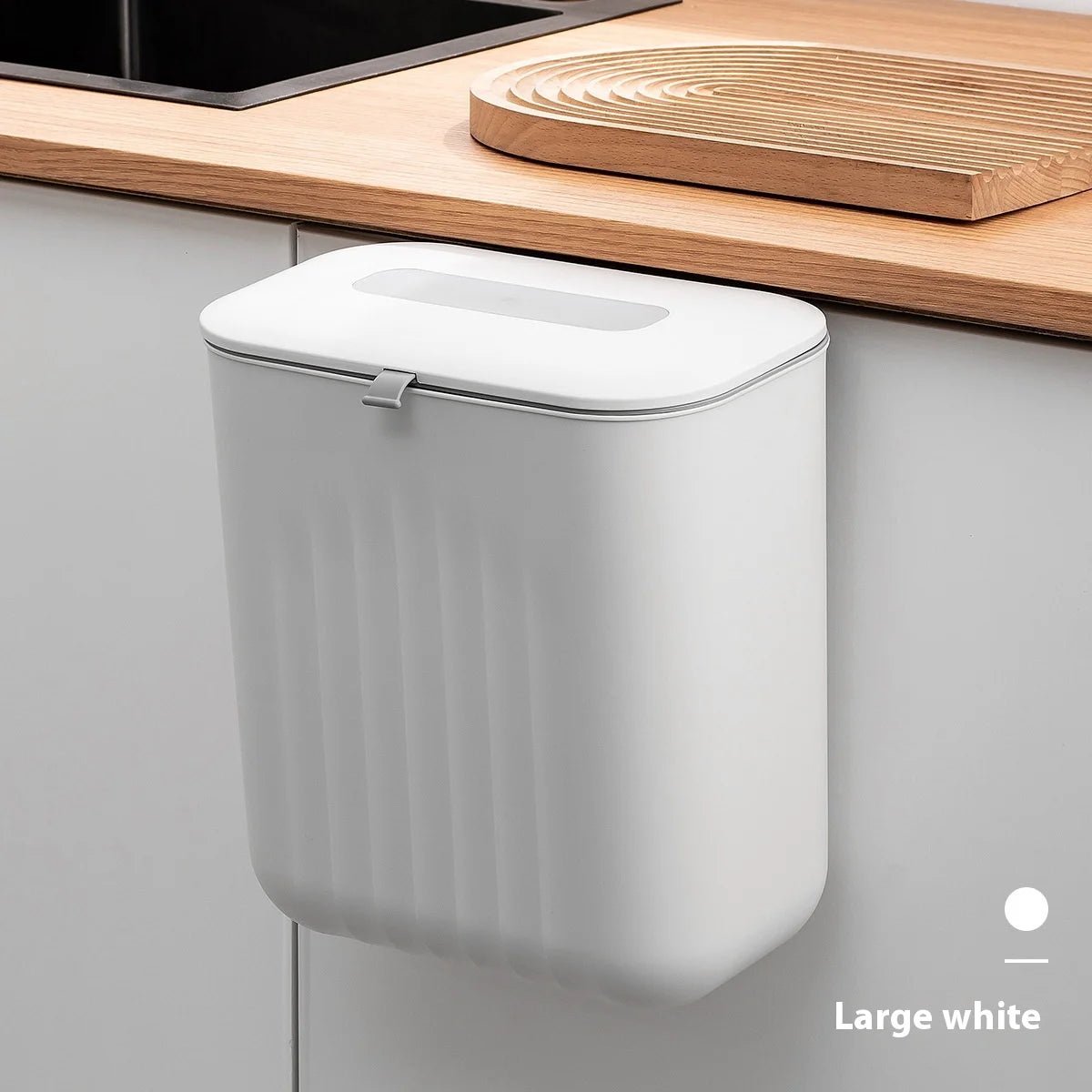 🗑️ Poubelle Murale Sans Perçage avec Couvercle – Poignée Silicone & Double Ouverture | Bac de Rangement PP pour Papier et Déchets - Orgnestly