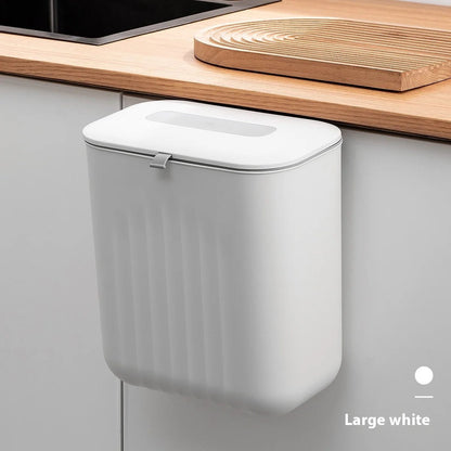 🗑️ Poubelle Murale Sans Perçage avec Couvercle – Poignée Silicone & Double Ouverture | Bac de Rangement PP pour Papier et Déchets - Orgnestly