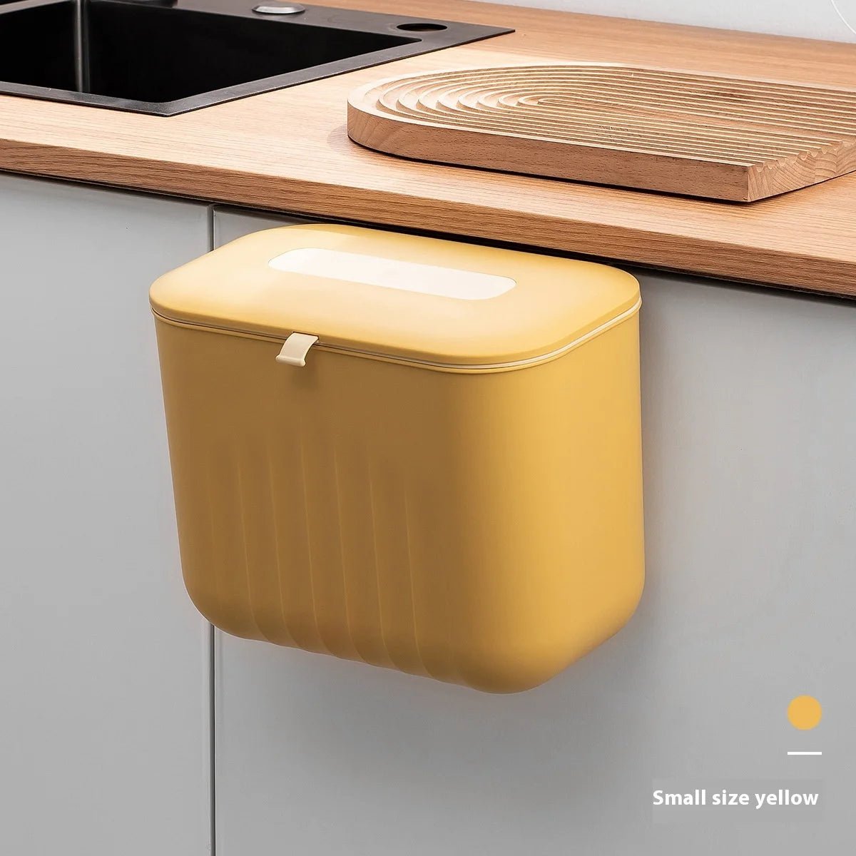 🗑️ Poubelle Murale Sans Perçage avec Couvercle – Poignée Silicone & Double Ouverture | Bac de Rangement PP pour Papier et Déchets - Orgnestly