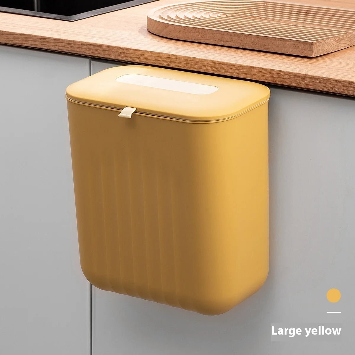 🗑️ Poubelle Murale Sans Perçage avec Couvercle – Poignée Silicone & Double Ouverture | Bac de Rangement PP pour Papier et Déchets - Orgnestly