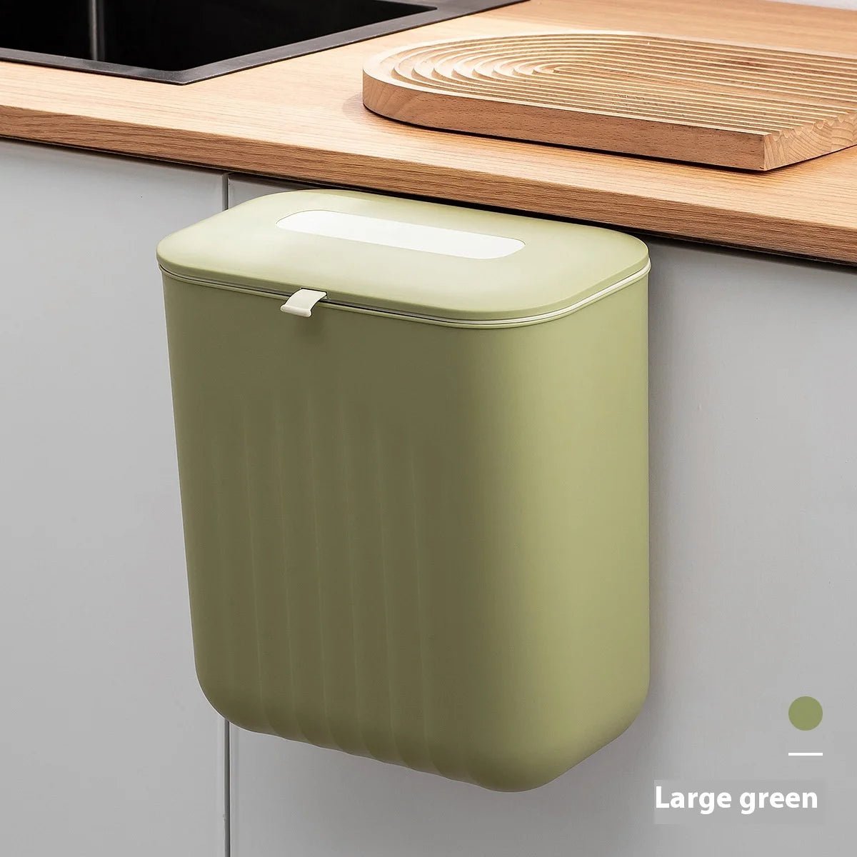 🗑️ Poubelle Murale Sans Perçage avec Couvercle – Poignée Silicone & Double Ouverture | Bac de Rangement PP pour Papier et Déchets - Orgnestly