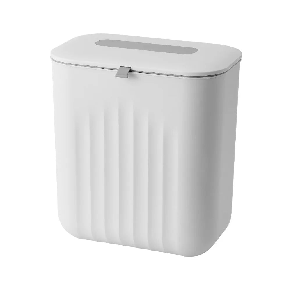 🗑️ Poubelle Murale Sans Perçage avec Couvercle – Poignée Silicone & Double Ouverture | Bac de Rangement PP pour Papier et Déchets - Orgnestly