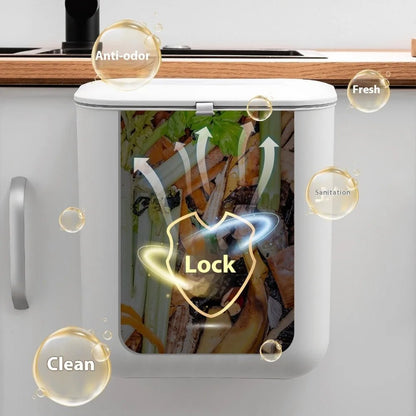 🗑️ Poubelle Murale Sans Perçage avec Couvercle – Poignée Silicone & Double Ouverture | Bac de Rangement PP pour Papier et Déchets - Orgnestly