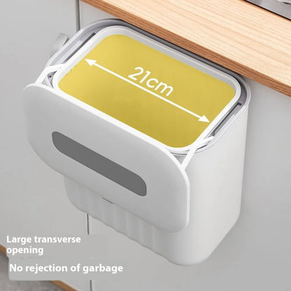 🗑️ Poubelle Murale Sans Perçage avec Couvercle – Poignée Silicone & Double Ouverture | Bac de Rangement PP pour Papier et Déchets - Orgnestly