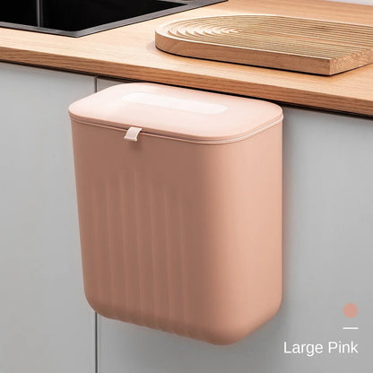 🗑️ Poubelle Murale Sans Perçage avec Couvercle – Poignée Silicone & Double Ouverture | Bac de Rangement PP pour Papier et Déchets - Orgnestly