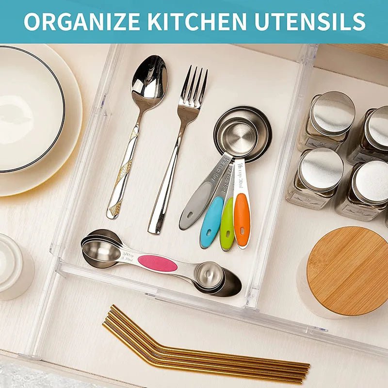 Séparateurs de Tiroirs Réglables – Organisateurs de Tiroirs Rétractables pour Cuisine, Bureau, Lingerie et Fournitures - Orgnestly