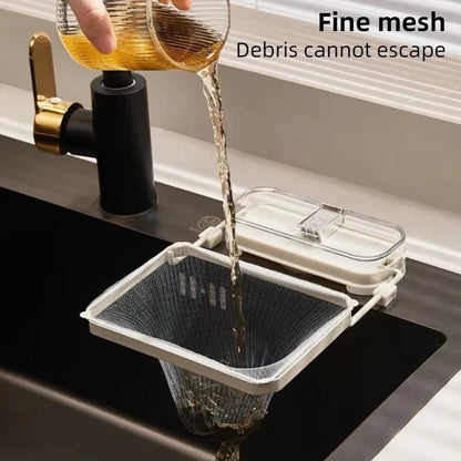 Support de Filtration Pliable pour Évier – 1 Porte - Filtre + 50 Filtres Jetables | Égouttoir à Déchets Cuisine, Filet à Ordures, Accessoire d’Évier Pratique - Orgnestly