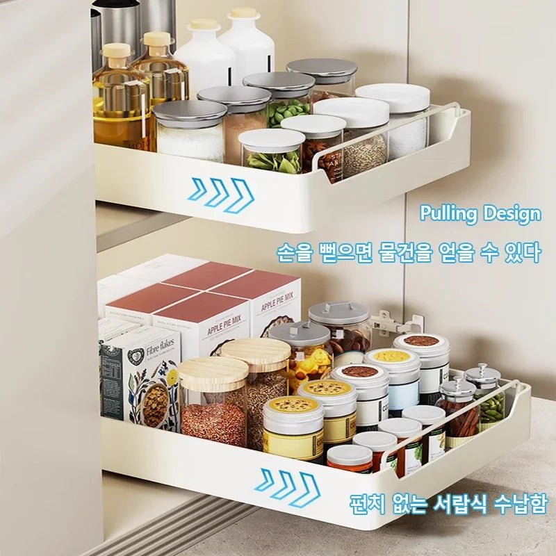 🍽️🧂 Tiroir de Rangement Coulissant pour Cuisine – Étagère de Rangement avec Glissières | Organiseur d’Épices & Accessoires - Orgnestly