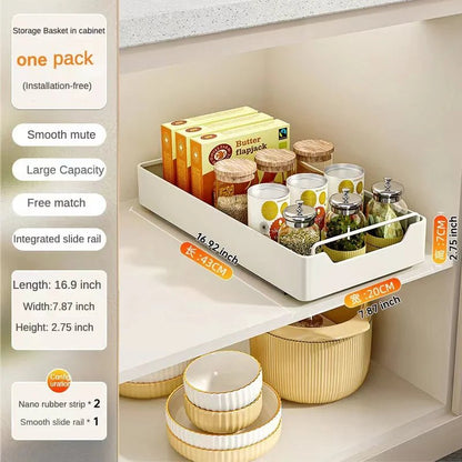 🍽️🧂 Tiroir de Rangement Coulissant pour Cuisine – Étagère de Rangement avec Glissières | Organiseur d’Épices & Accessoires - Orgnestly