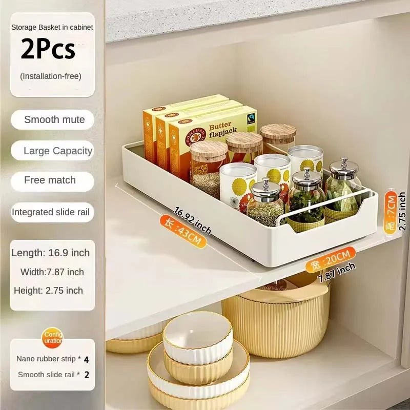 🍽️🧂 Tiroir de Rangement Coulissant pour Cuisine – Étagère de Rangement avec Glissières | Organiseur d’Épices & Accessoires - Orgnestly