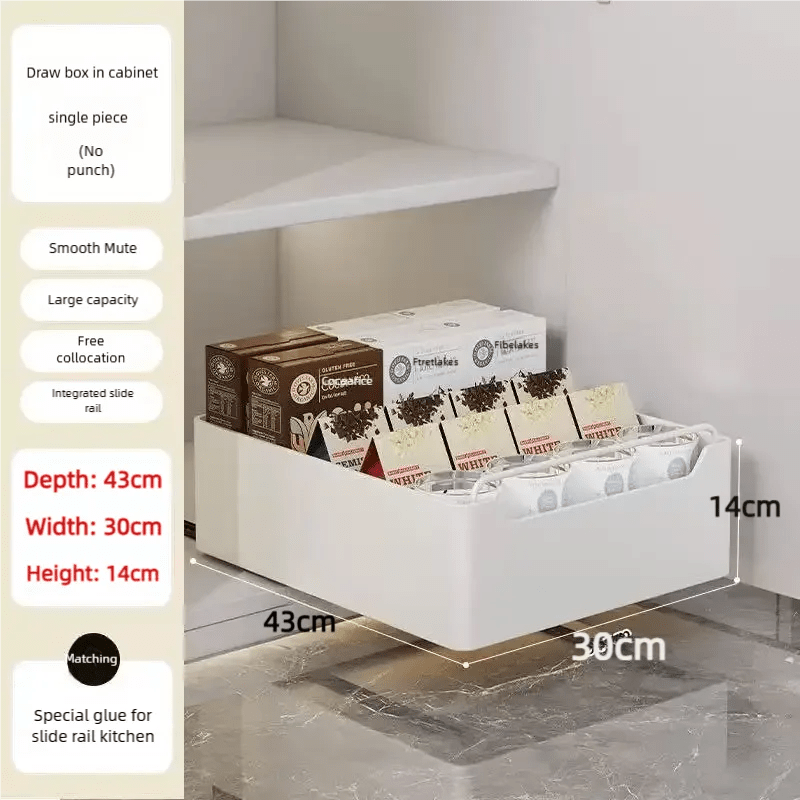 🍽️🧂 Tiroir de Rangement Coulissant pour Cuisine – Étagère de Rangement avec Glissières | Organiseur d’Épices & Accessoires - Orgnestly